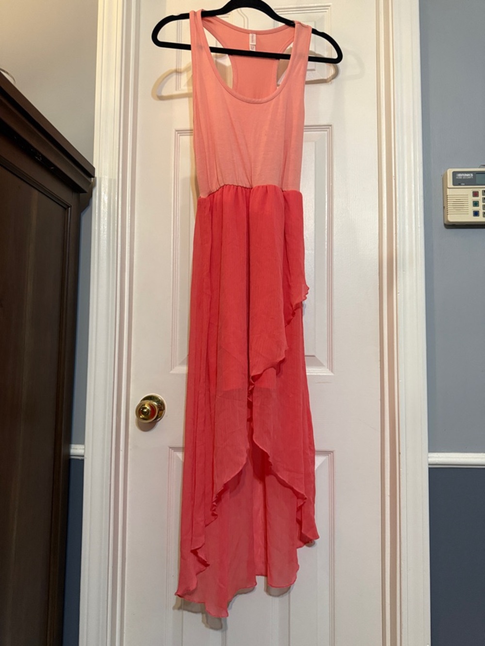 Xhilaration Coral and Pink High-Low Maxi Dress